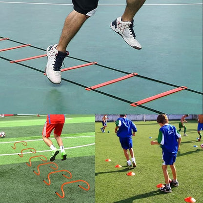 TNZMART Agility Ladder and Disc Cones Training Set Adjustable Rungs Training Ladder with 10 Plastic Sport Cones for Training