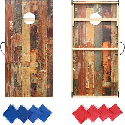 Solid Wood Premium Cornhole Game Set, Bean Bag Toss Game for Tailgate, Outdoor, Backyard - Professional Portable Cornhole Boards & Set of 8 Cornhole Bean Bags (Junior, Tailgate, Regulation Size)