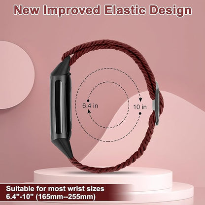 Braided Band Compatible with Fitbit Charge 6/Fitbit Charge 5, Soft Nylon Solo Loop Adjustable Replacement Wristband for Women Men