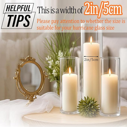 18 Pcs White Pillar Candles Bulk Set，Hurricane Candlesï¼? Different Lengths (6 Each)，Dripless Unscented Smokeless，Gives You a Better Atmosphere When Organizing an Event Party.
