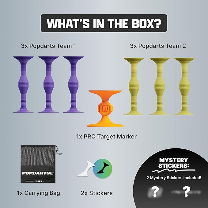 Popdarts Pro Pack Game Set (Purple and Yellow) - Indoor, Outdoor Suction Cup Throwing Game - Competition with a POP