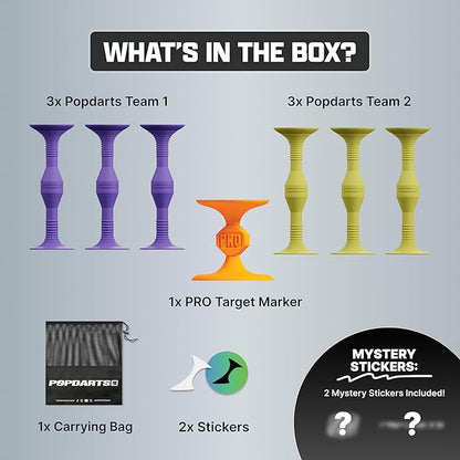 Popdarts Pro Pack Game Set (Purple and Yellow) - Indoor, Outdoor Suction Cup Throwing Game - Competition with a POP