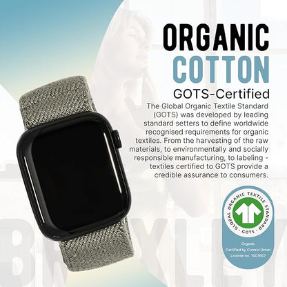 Braxley Bands - Organic Cotton Watch Bands For Women and Men, Compatible With All Apple Watch Sizes and Series - Washable, Sweat-Absorbent, Breathable Fit, Elastic Smart Watch Bands