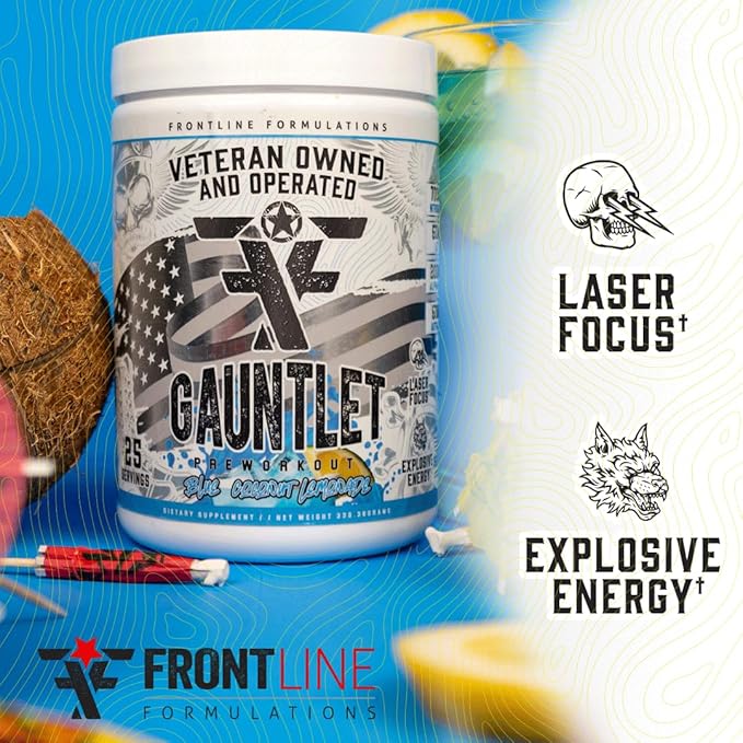 Gauntlet Pre-Workout Powder, Explosive Workouts, Laser Focus, Mid Stim, Amazing Flavor, Veteran Owned and Operated (25 Servings, Mangolorian)