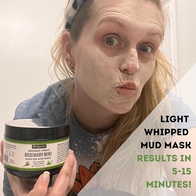 Dead Sea Mud Mask 2 Pack Hydrating Clay Masks with Bentonite and Kaolin Clay Whipped Texture Non Drying Pore Minimizer for Face 8 oz each (1 Mint + 1 Detox Mud)