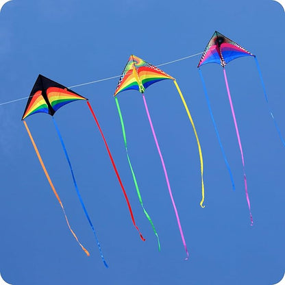 ORGCLDKT-Rainbow Cruiser Delta Kite, Kites for Kids Ages 8-12,4-8,Boys,Girls,Kites for Adults,Beach,Beginners,Giant.1Pc or 3Pcs Pack. Easy to Fly.