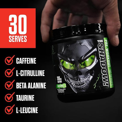 JNX SPORTS The Shadow! 350mg of Caffeine Hard Core Preworkout - Blue Raspberry 30 Servings | Electric Energy, Mental Focus & Superhuman Strength for Men & Women