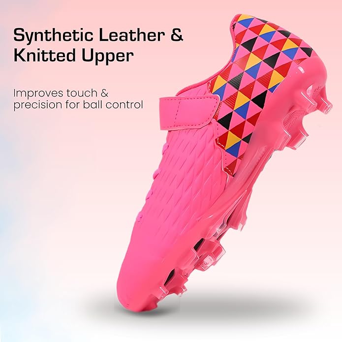 Soccer Cleats for Kids & Youth | Lightweight Football Shoes for Firm Ground | Durable Girls & Boys Soccer Cleats with Non-Slip Sole | Comfortable Soccer Boots | Unisex Size 11-6