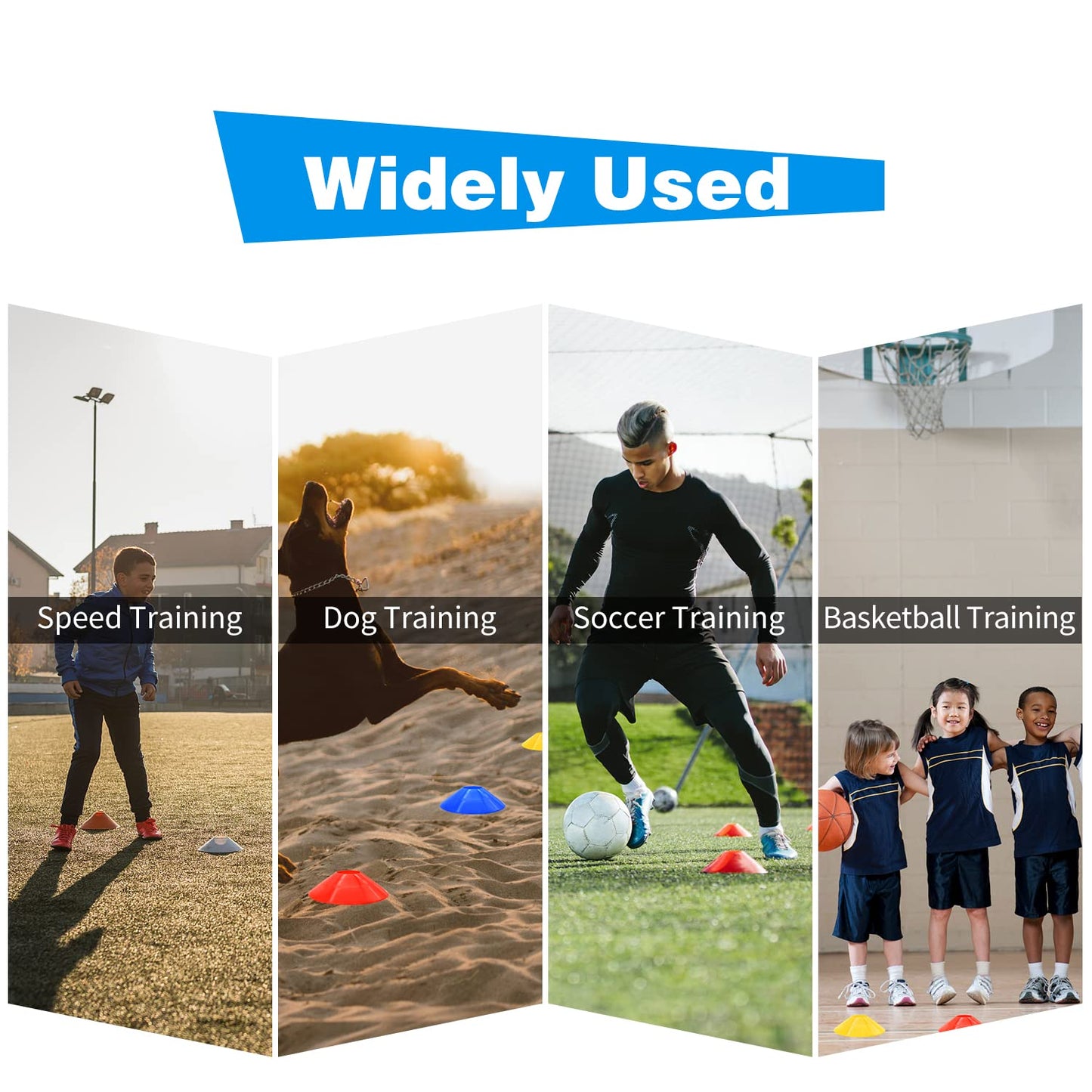 50 Pack Disc Cones, Agility Soccer Cones with Carry Bag and Holder, 5 Color