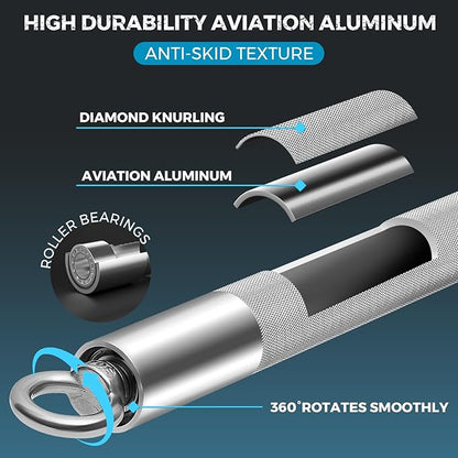 DASKING 4ft/4.9ft Barbell, 2-Inch Olympic Detachable Bar, Portable Strength Training Bar for Weightlifting, Squat, Bench Press, Home Gym, 450LBS, Includes Silent Collars