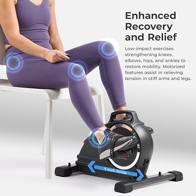 Sunny Health & Fitness Dual Function Under-Desk Bike Trainer, Mini Exercise Machine for Senior Training, Arm/Leg Cardio Cycle Workout, Optional Magnetic, Motorized w/Free SunnyFit App Connection