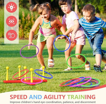 OBTANIM 12 Pcs Plastic 7 Inch Ring Toss Game for Kids and Outdoor Toss Rings for Speed and Agility Practice Game, Random Colors