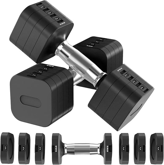 22LBS Adjustable Dumbbells Set, Adjustable Weight Dumbbells with 4 Levels 4.4lb, 6.6lb, 8.8lb, 11lb, Hand Weights Sets for Women/Men Home Gym Full Body Workout