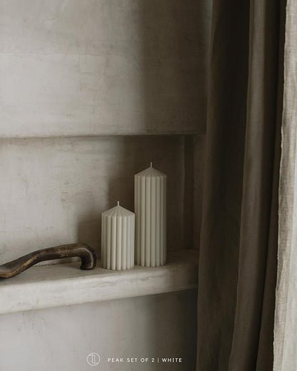 LAWA Ribbed Peak Pillar Candle - Large Beautiful Handmade Pillar Scented Soy Wax Candle Elegant Bubble Aesthetic Candle Housewarming Gift Home Room Shelf Decor Idea White (Medium, White)