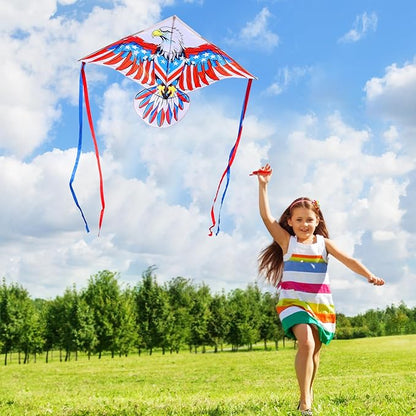 HONBO Eagle Kite, America Flag Kite for Kids and Adults. Wonderful Beginner Kite for Boys and Girls, Suitable for Ages 8-12, Best Single Line Kites Comes with 200ft String and Handle(Eagle)