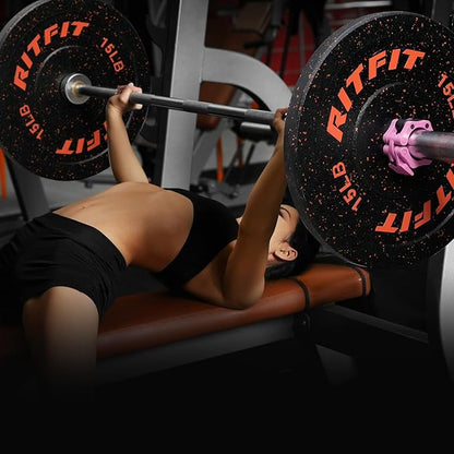 RitFit Bumper Plates, Colored Fleck-Rubber Weight Plates with Steel Insert, 2-inch Olympic Weight Plates for Weight Lifting and Strength Training,10LB Pair