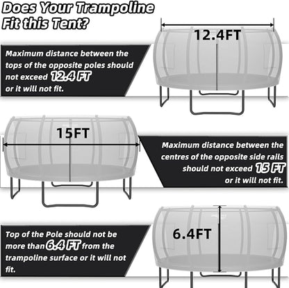 Gardenature 10FT/12FT/14FT Trampoline Tent(Tent Only), Fit Round Trampolines, Shade Cover with LED Light, Outdoor Trampolien Accessories, Anti-Tear