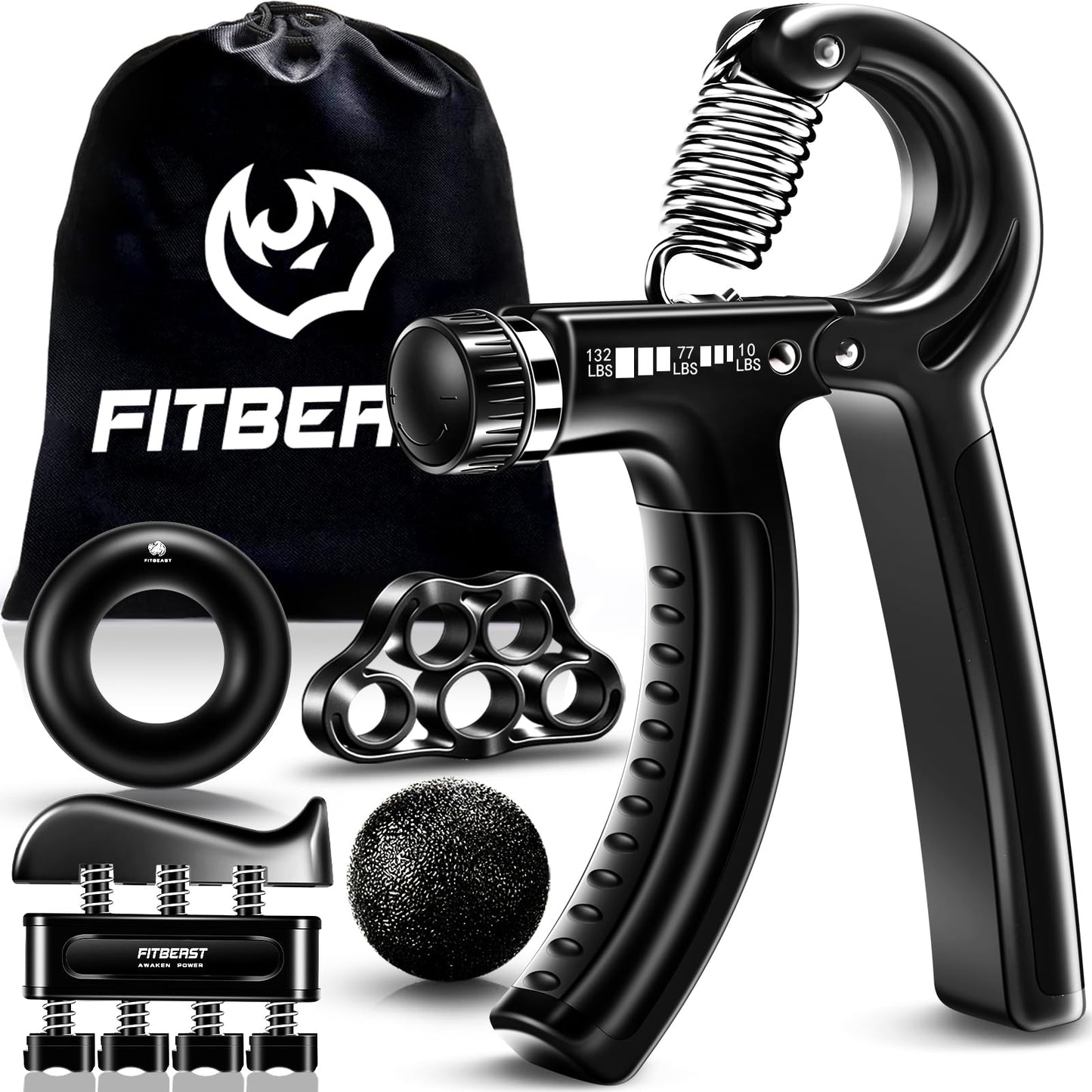 FitBeast Grip Strengthener Forearm Strengthener Hand Grips Strengthener Kit - 5 Pack Adjustable