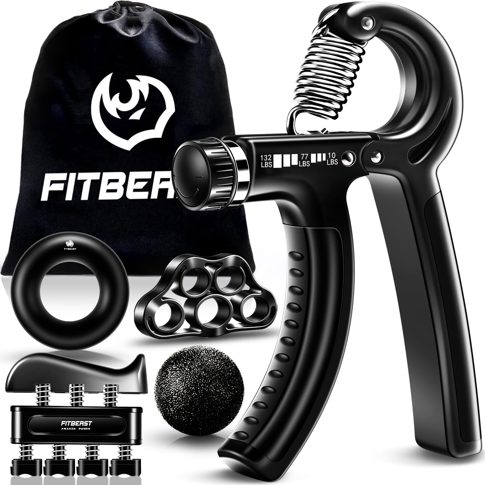 FitBeast Grip Strengthener Forearm Strengthener Hand Grips Strengthener Kit - 5 Pack Adjustable