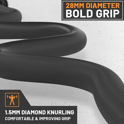 47" Olympic EZ Curl Bar 500-lbs Capacity Steel Barbell Suitable for 2" Weight Plates, 2-Inch Curl Bar for Weight Lifting,Hip Thrusts,Squat,Biceps-Home Gym Weight Bar