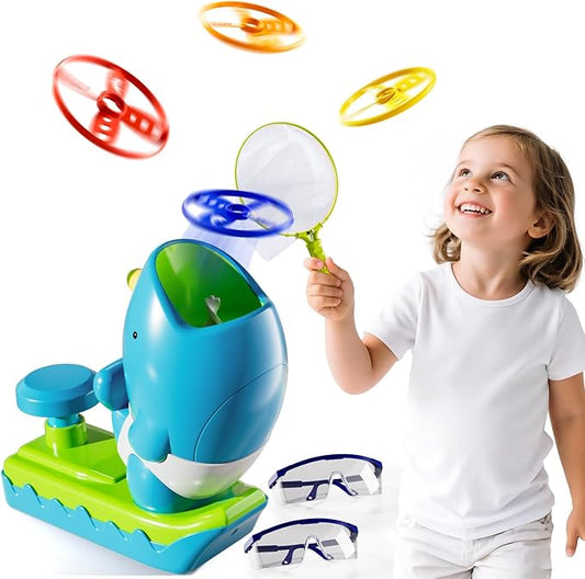 Flying Disc Launcher Outdoor Toys with 1 Whale Launcher, 24 Flying Discs, 2 Butterfly Nets and 2