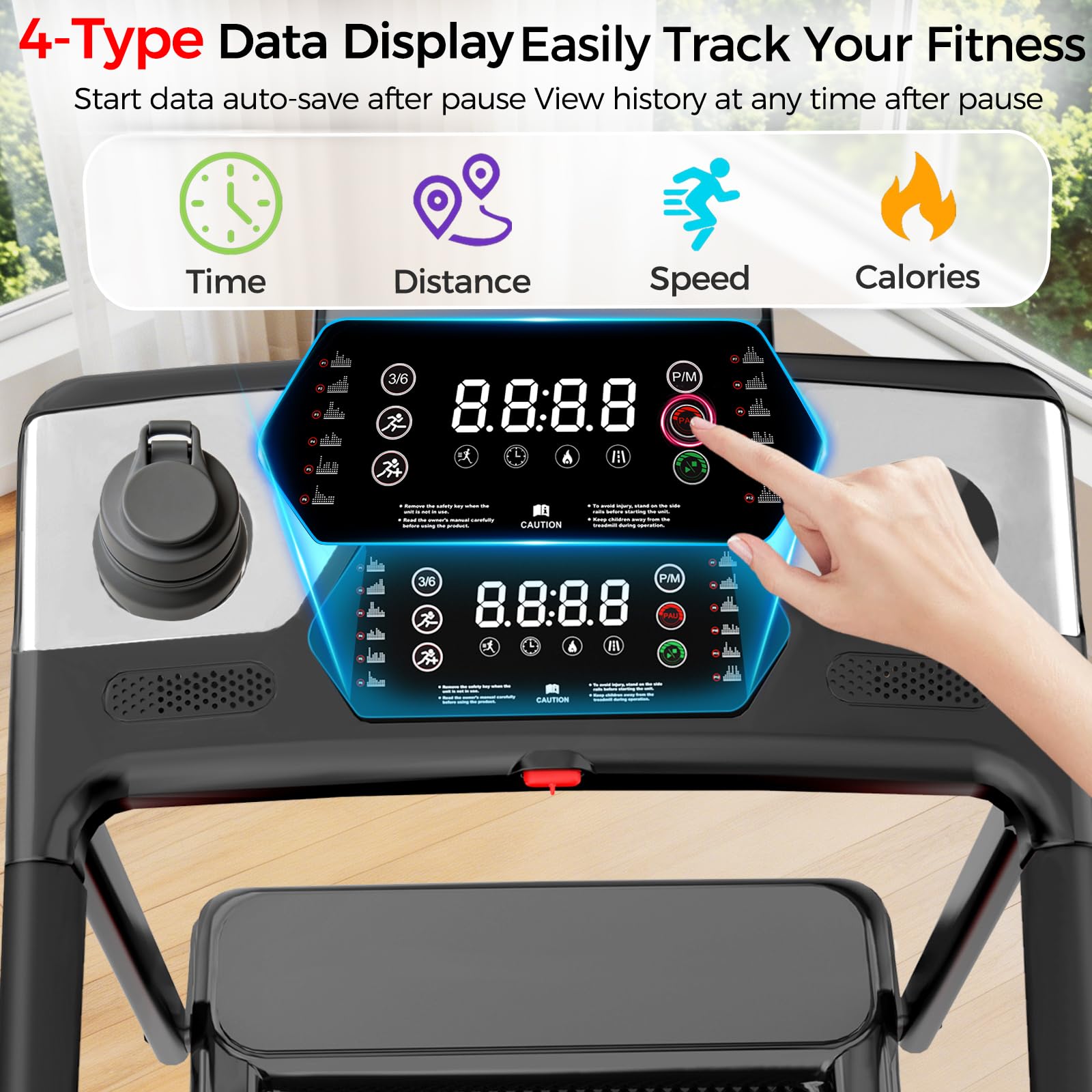 Foldable Treadmill for Home, 3-in-1 Walking Pad with Incline Handle Bar, 300LBS Capacity, 3.0HP