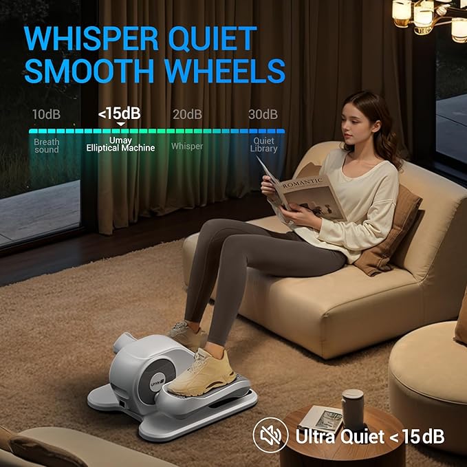 Under Desk Elliptical Machine, Ellipse Leg Exerciser for Seniors, Quiet & Portable Electric Seated Eclipse Exercise Training Machine with Remote, 12 Speeds & Mute Function, Manual & Auto Mode