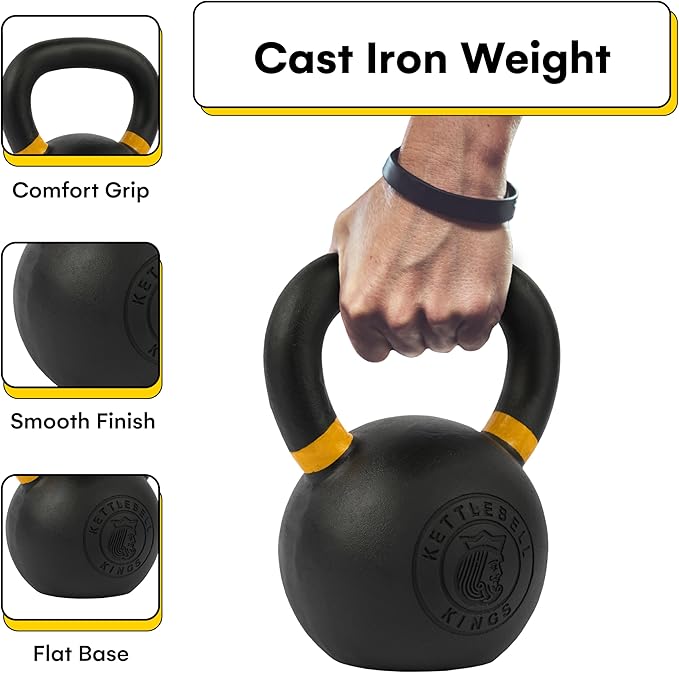 Kettlebell Kings Powder Coated Kettlebell Weights - 9-97 lb Strength Training Kettlebells for Men and Women - Hand Weights Workout Gym Equipment - Weights Set for Home Gym- New