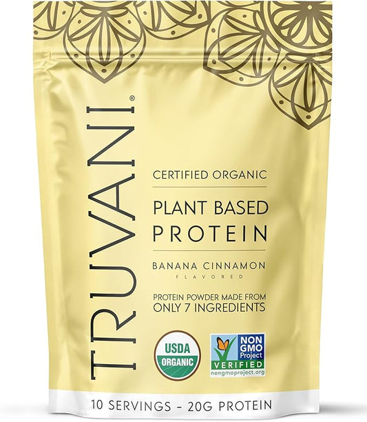 Truvani Vegan Pea Protein Powder | Banana Cinnamon | 20g Organic Plant Based Protein | 10 Servings | Keto | Gluten & Dairy Free | Low Carb | No Added Sugar