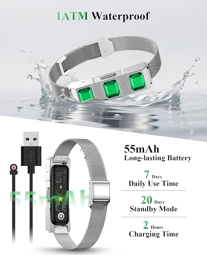 Smart Bracelet, Wearable Activity & Fitness Tracker Band, 24/7 Sleep Tracker, All-Day Continuous Heart Rate Blood Pressure Stress HRV Monitor, 170+ Sport Modes Smart Wristband with 2 Bands, Free APP