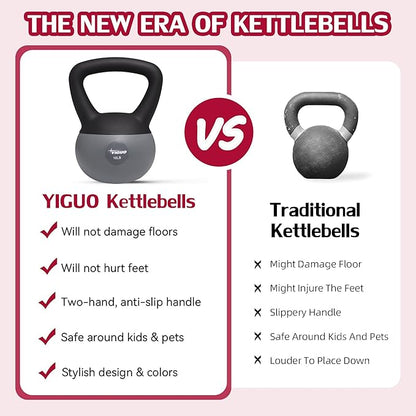 YIGUO Soft Kettlebell, Kettlebells 10 lb Anti-Slip Grip Weight for Home Workouts, Kettlebell for Safe Strength Training for Women & Men & Beginners