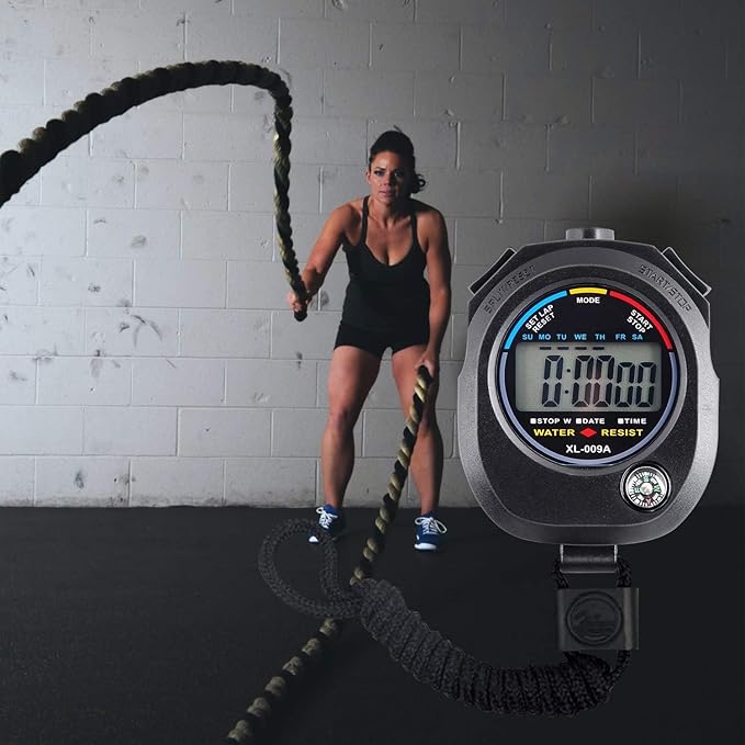 2 Pack Digital Stopwatch Timer: Large Display Multi-Function Stop Watch for Sports Coaches Swimming Running Fitness Referees Electronic Stopwatch with Lap Split Date Time Alarm for Kids Adults