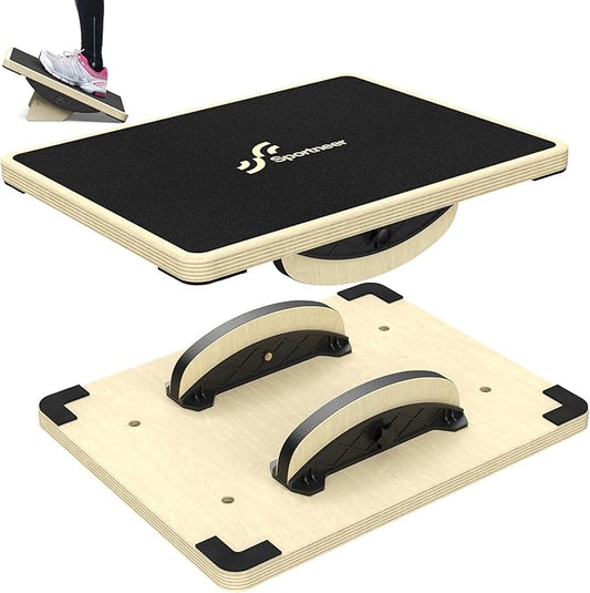 Sportneer 2-in-1 Balance Board ??Adjustable Wobble & Slant Board for Core Strength, Stretching, Rehab, Standing Desk, Home Gym Workout