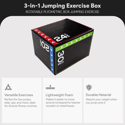 BalanceFrom 3-in-1 Foam Plyometric Jump Box for Home Gym, Multiple Heights