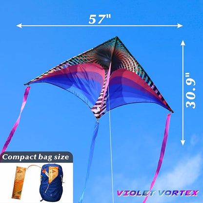 ORGCLDKT-Rainbow Cruiser Delta Kite, Kites for Kids Ages 8-12,4-8,Boys,Girls,Kites for Adults,Beach,Beginners,Giant.1Pc or 3Pcs Pack. Easy to Fly.