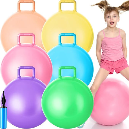 Lewtemi 6 Pcs Hopper Ball Carnival Outdoor Games 22 Inch Jumping Hopping Inflatable Bouncing Ball