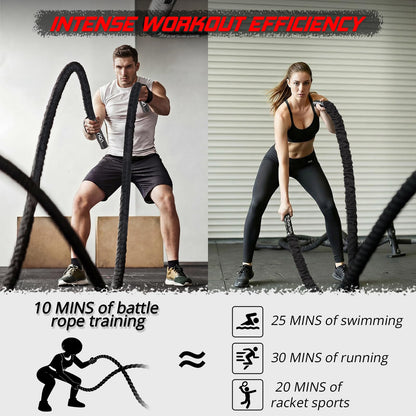 Battle Rope for Home Gym Workout - 1.5 Inch 30ft Heavy Weighted Training Exercise Ropes Fitness