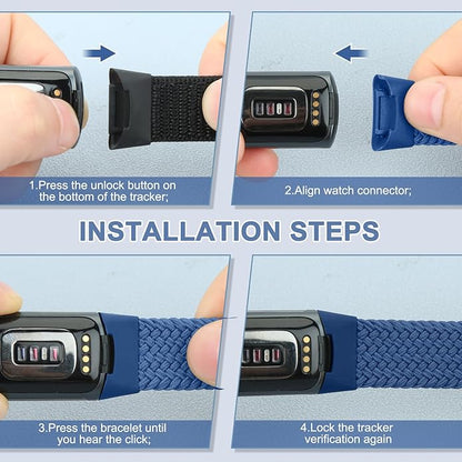 Braided Band Compatible with Fitbit Charge 6/Fitbit Charge 5, Soft Nylon Solo Loop Adjustable Replacement Wristband for Women Men