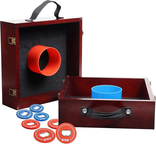 GSE Games & Sports Expert Premium Wood Washer Toss Game Set with 8 Washers with Bottle Opener for