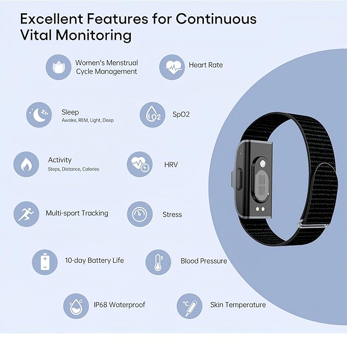 Smart Health Wristband, Screenless Smart Bracelet, Pedometer, Wearable Activity and Fitness Tracker, Free App, IP68 Waterproof (Rose Gold)