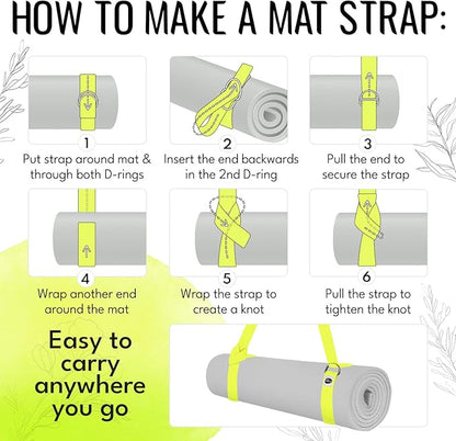 TECEUM Yoga Strap & Mat Strap – 2 IN 1 – Cotton – 6 ft 8 ft 10 ft (30+ colors) – Adjustable Non-Slip Belt for Yoga, Pilates, Stretching, Physical Therapy, Fitness & Home Workout – For Carrying Mats