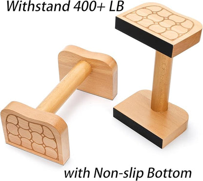 TOPZEA 2 Pcs Wooden Parallettes Push Up Bars, Solid Beech Wood Calisthenics Equipment Non-Slip Push Up Handle Stand for Handstand & Strength Training, Calisthenics, Home Gym & Floor Workouts