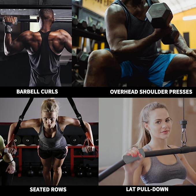 Hikeen Thick Bar Dumbbell Grips,Non Slip Hard Rubber Barbell Grips,Grips for Weight Lifting, Muscle Building-1.77", 2", 2.25" & 2.75" Outer Diameter