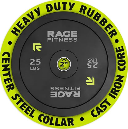 Olympic Bumper Plates, Rubber Formula With Steel Insert (10lb, 15lb, 25lb, 35lb, 45lb - SOLD INDIVIDUALLY), Olympic Weight Plates for Strength Training, Bench Press, Squats, Powerlifting