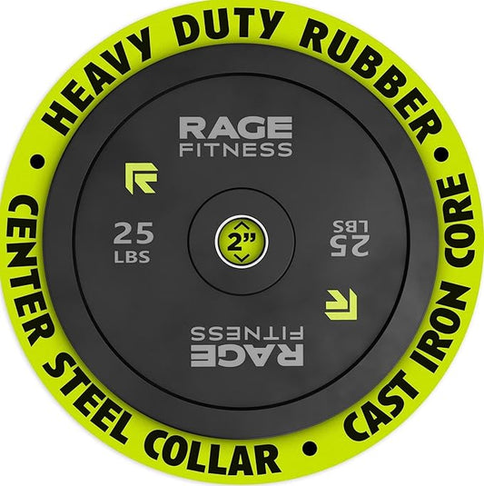 Olympic Bumper Plates, Rubber Formula With Steel Insert (10lb, 15lb, 25lb, 35lb, 45lb - SOLD INDIVIDUALLY), Olympic Weight Plates for Strength Training, Bench Press, Squats, Powerlifting