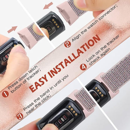 Sport Loop Nylon Watch Bands Compatible with Fitbit Charge 6/5, Adjustable Breathable Replacement Soft Nylon Loop Wristband for Women/Men