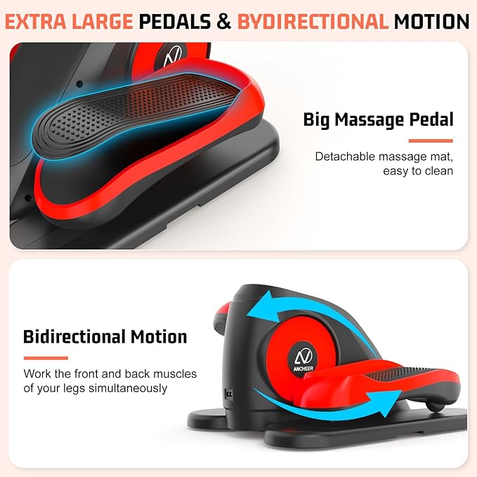 ANCHEER Under Desk Elliptical, Electric Ellipse Leg Exerciser with 12 Adjustable Resistance & Speeds, P1-P12 Modes, Quiet Seated Pedal Exerciser with Remote Control, 100% Pre-assembled for Home Office