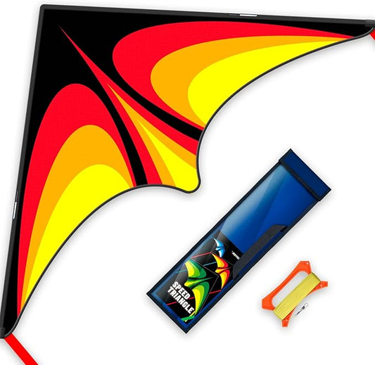 Red Large Delta Kite Flying Toys for Kids & Adults Easy to Fly，Kites Handle Line Outdoor Sports