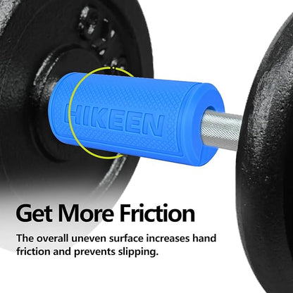 Hikeen Thick Bar Dumbbell Grips,Non Slip Hard Rubber Barbell Grips,Grips for Weight Lifting, Muscle Building-1.77", 2", 2.25" & 2.75" Outer Diameter