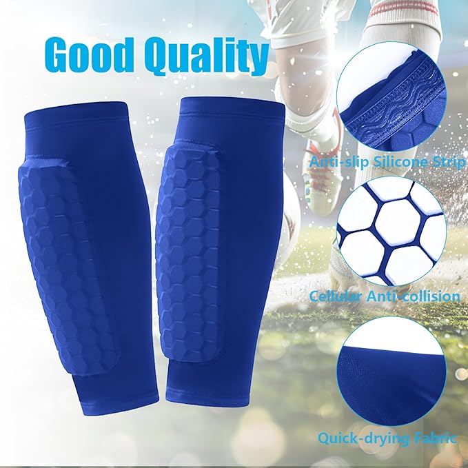 Soccer Shin Guards Shin Pads for Kids Youth Adult, Calf Compression Sleeve with Honeycomb Pads, Support for Shin Splint Baseball Boxing Kickboxing MTB